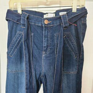 Denim bell bottom pants. Size 10 w/ denim sash for a belt. 2 side pockets
